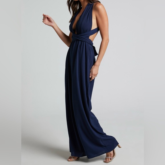 NEW Plunging Navy Jumpsuit - Picture 2 of 4